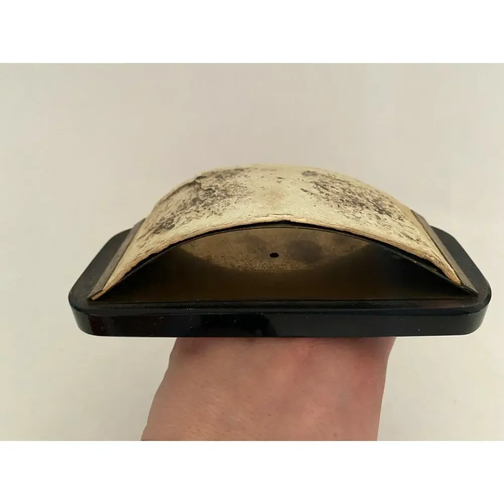 Vintage Antique Curved Hand Held Ink Blotter Brass Bronze Handle Black Lucite